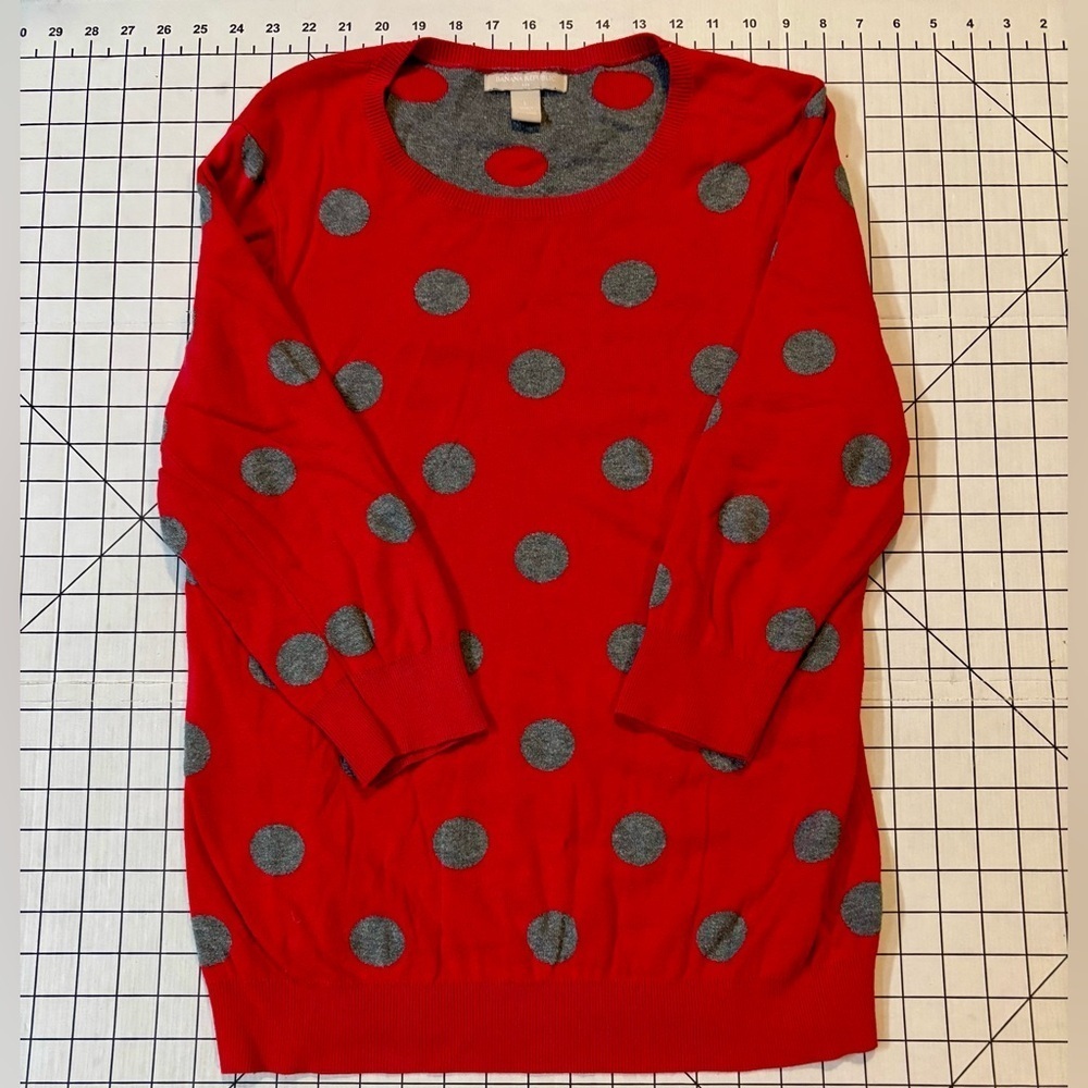 Banana Republic Women’s Size Large Red/Grey Polka Dot Sweater - Picture 3 of 5